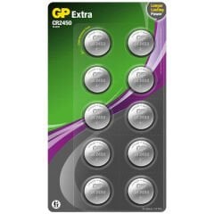 GP Batteries Extra CR2450 Boy Lityum Düğme Pil, 3 Volt, 10'lu Kart