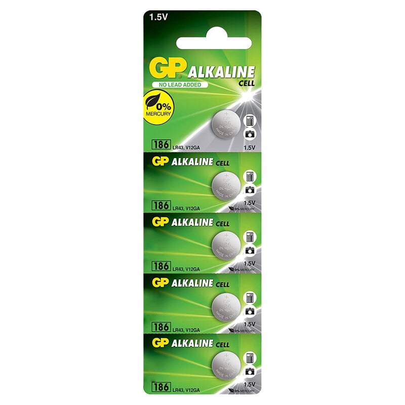 GP 186 LR43 ALKALİN 1.5 VOLT DÜĞME PİL (186F-2C5)(5'Lİ PAKET)