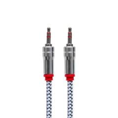 Powermaster Metal Başlıklı Örgülü Erkek - Erkek 1.5 Metre Stereo Aux Kablo