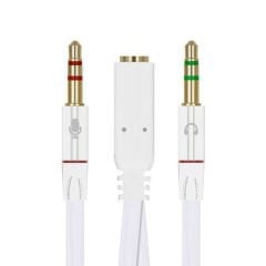 POWERMASTER PM-1444 3.5 MM STEREO DİŞİX2 STEREO ERKEK KULAKLIK MİKROFON HOPARLÖR AYIRICI 20 CM KABLO