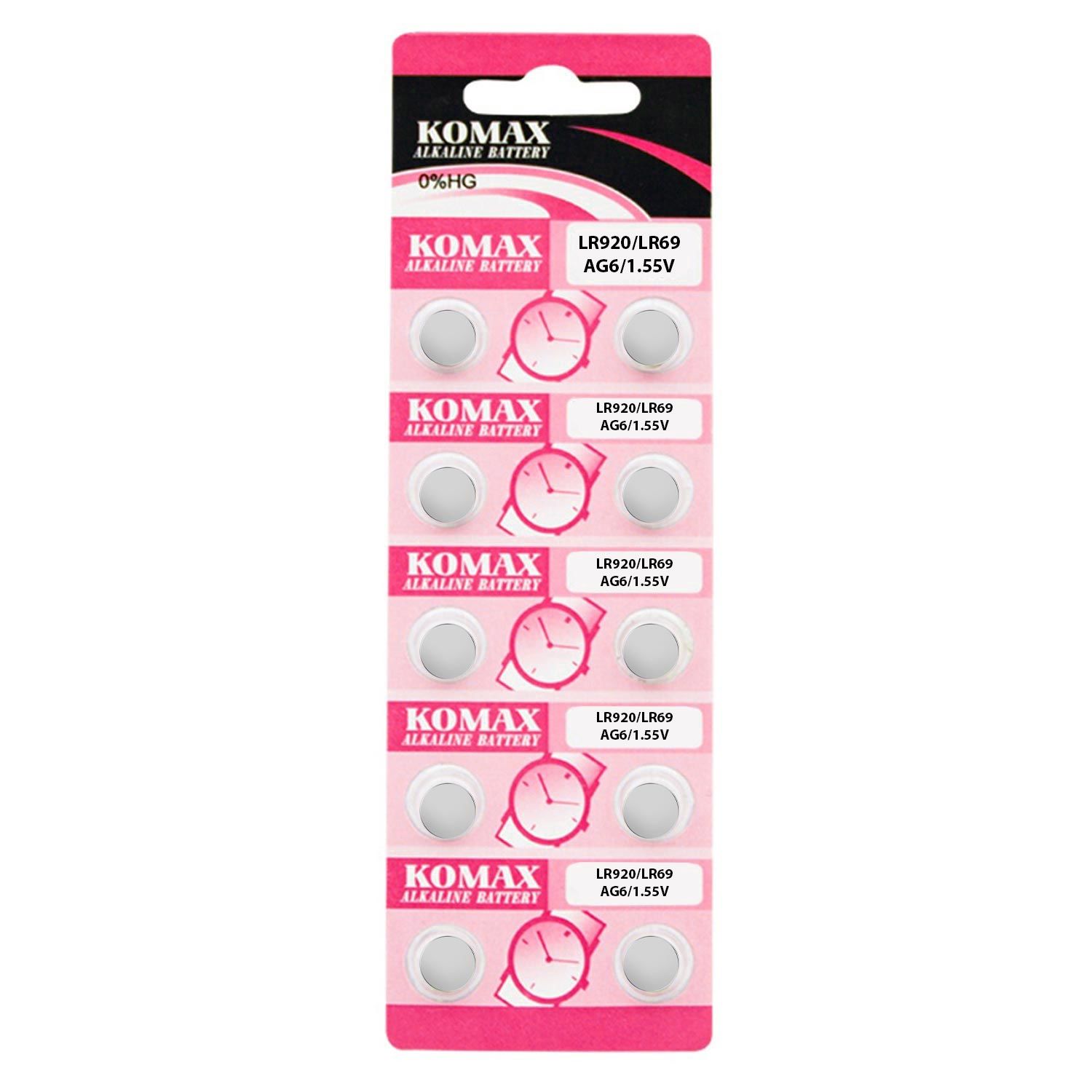 KOMAX Pil Düğme Ag6 Lr920 1.5V 10Lu Paket