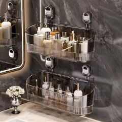 Sunup SN-29266 Vantuzlu Şeffaf Banyo Mutfak Rafı Organizer