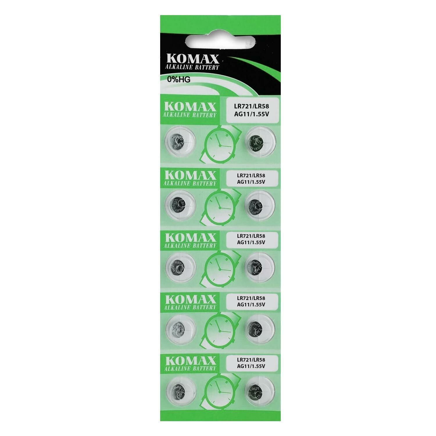 KOMAX Pil Düğme Ag11 Lr721 1.5V 10Lu Paket