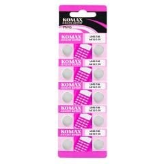 KOMAX Pil Düğme Ag12 Lr43 1.5V 10Lu Paket