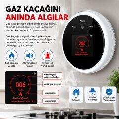 Sunup SN-38805 Wi-Fi Akıllı Doğal Gaz ve Sıcaklık Ev Tipi Kaçak Dedektörü TFT Ekranlı