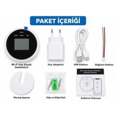 Sunup SN-38805 Wi-Fi Akıllı Doğal Gaz ve Sıcaklık Ev Tipi Kaçak Dedektörü TFT Ekranlı