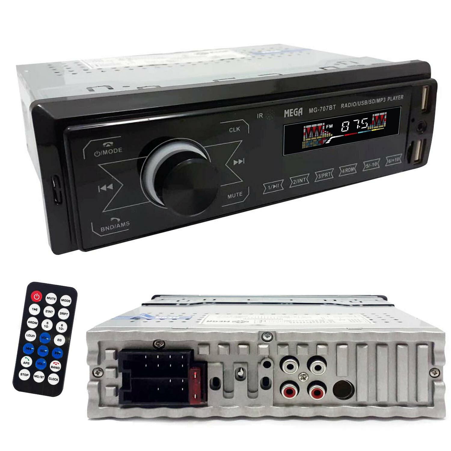 MEGA MG-707BT Oto Teyp 4X52 Watt Bluetooth Dokunmatik Ekran 2xUsb Sd Fm Aux