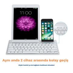 LENOVO LECOO BK-100 Kablosuz Klavye Standlı Q İngilizce Şarjlı Pc Telefon Tv Uyumlu