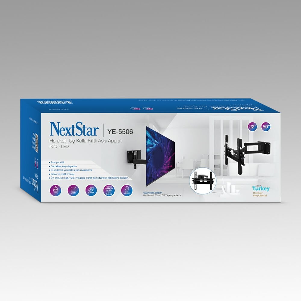 NextStar YE-5506 Hareketli Üç Kollu Kilitli Askı Aparatı
