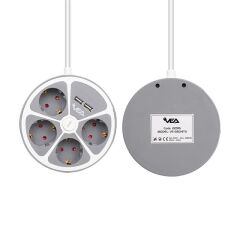 Vea VE-G604YU 4'lü 2 USB li Anahtarlı 1.5 Metre Grup Priz
