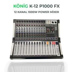 KÖNİG K-12P 1000FX 12 KANAL POWER MİXER 2X500W