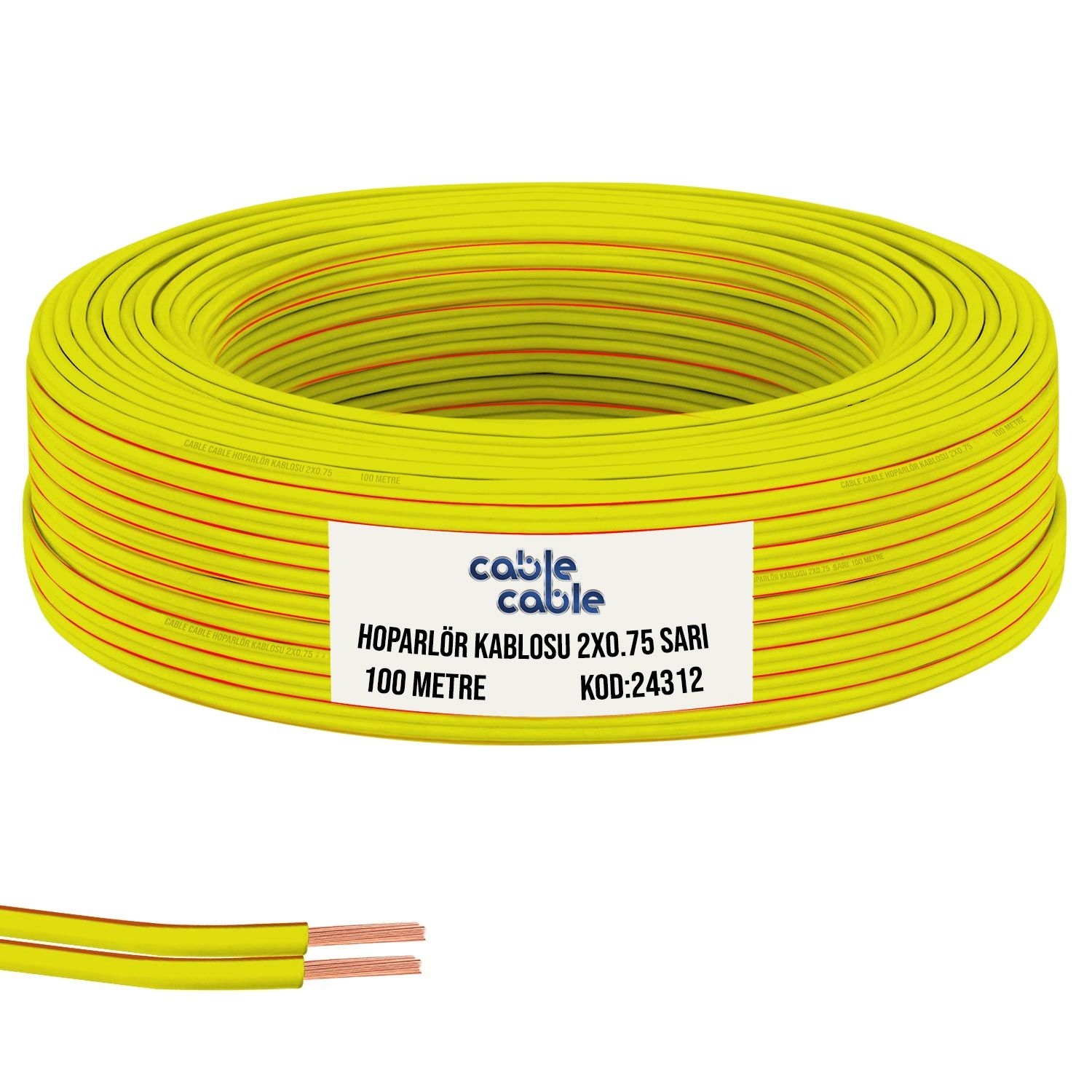 HOPARLÖR KABLOSU KORDON 2X0.75 SARI 100MT CABLECABLE