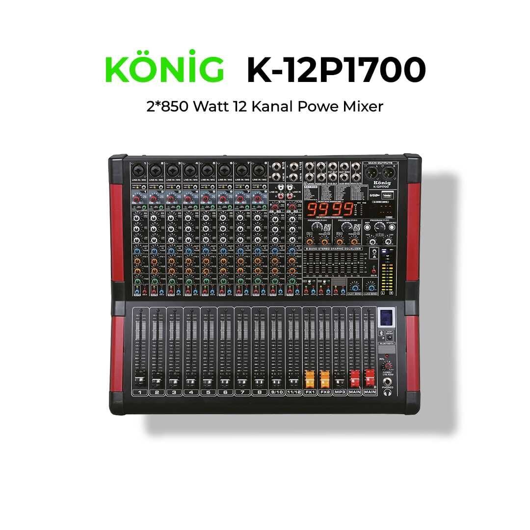 KÖNİG K-12 P1700 12 KANAL POWER MİXER 2X850W