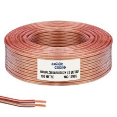 HOPARLÖR KABLOSU KORDON 2X1.5 ŞEFFAF 100MT CABLECABLE