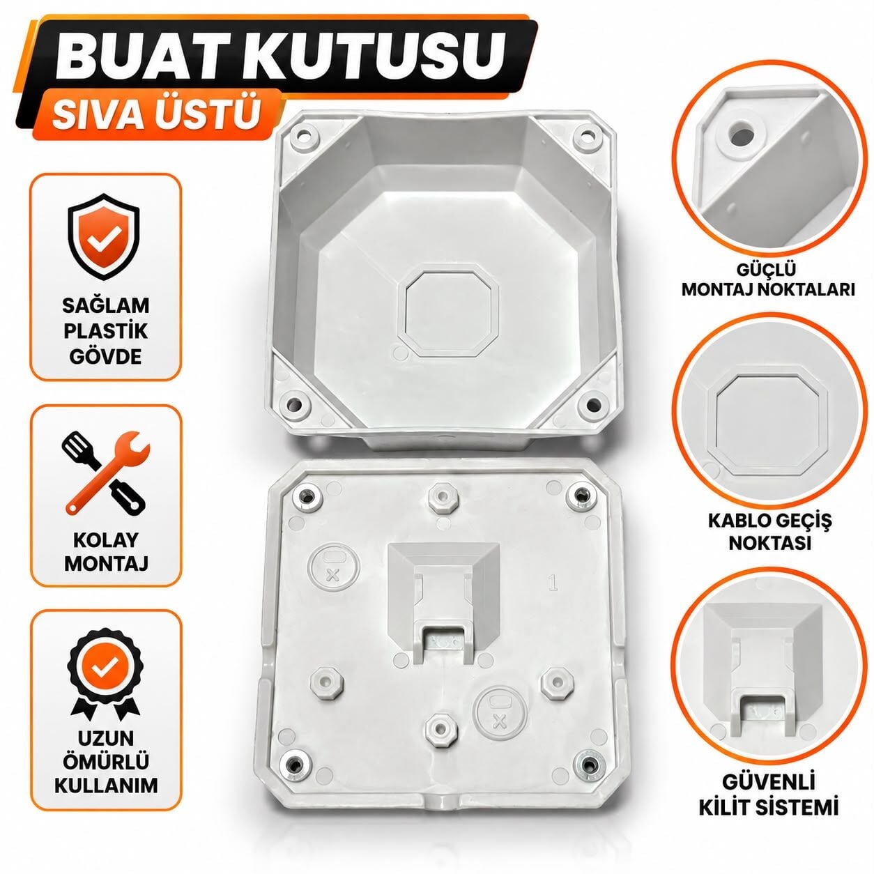 EGB EG-1420 DIŞ MEKAN KAMERA BEYAZ MONTAJ KUTUSU KARE BUAT+TABAN