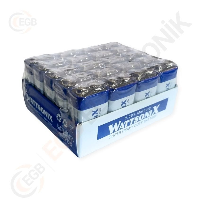 WATTSONIX ÇİNKO KARBON 6F22 9 VOLT PİL (20'Lİ PAKET)