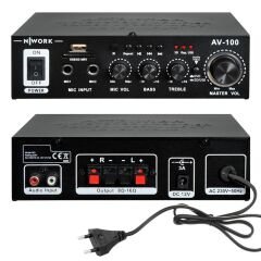 NWORK AV-100 Amfi 100 Watt 12V/220V Bluetooth USB SD