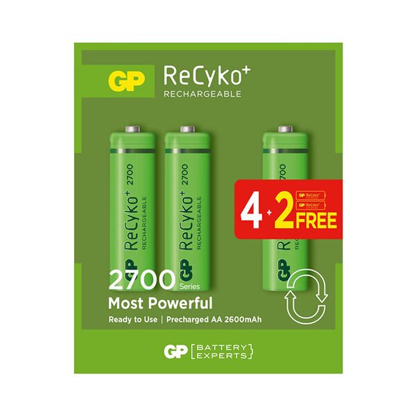 GP RECYKO 2600 MAH AA KALEM 6'LI ŞARJLI PİL 4+2 PAKET FİYATI