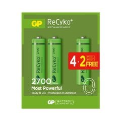 GP RECYKO 2600 MAH AA KALEM 6'LI ŞARJLI PİL 4+2 PAKET FİYATI
