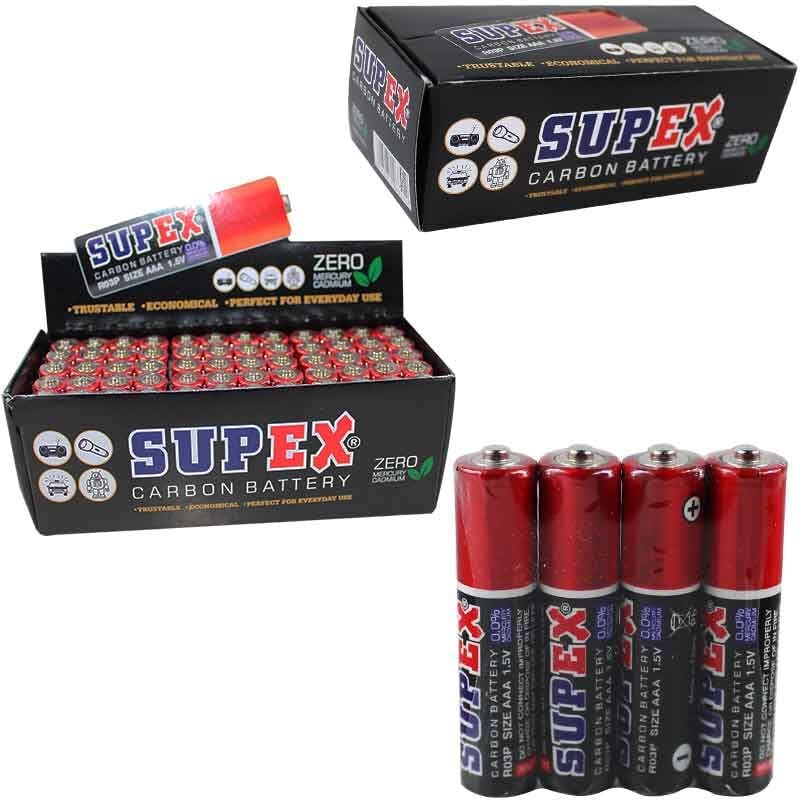 SUPEX R03 1.5 VOLT AAA ÇİNKO KARBON İNCE KALEM PİL (60'LI PAKET KUMANDA PİLİ)