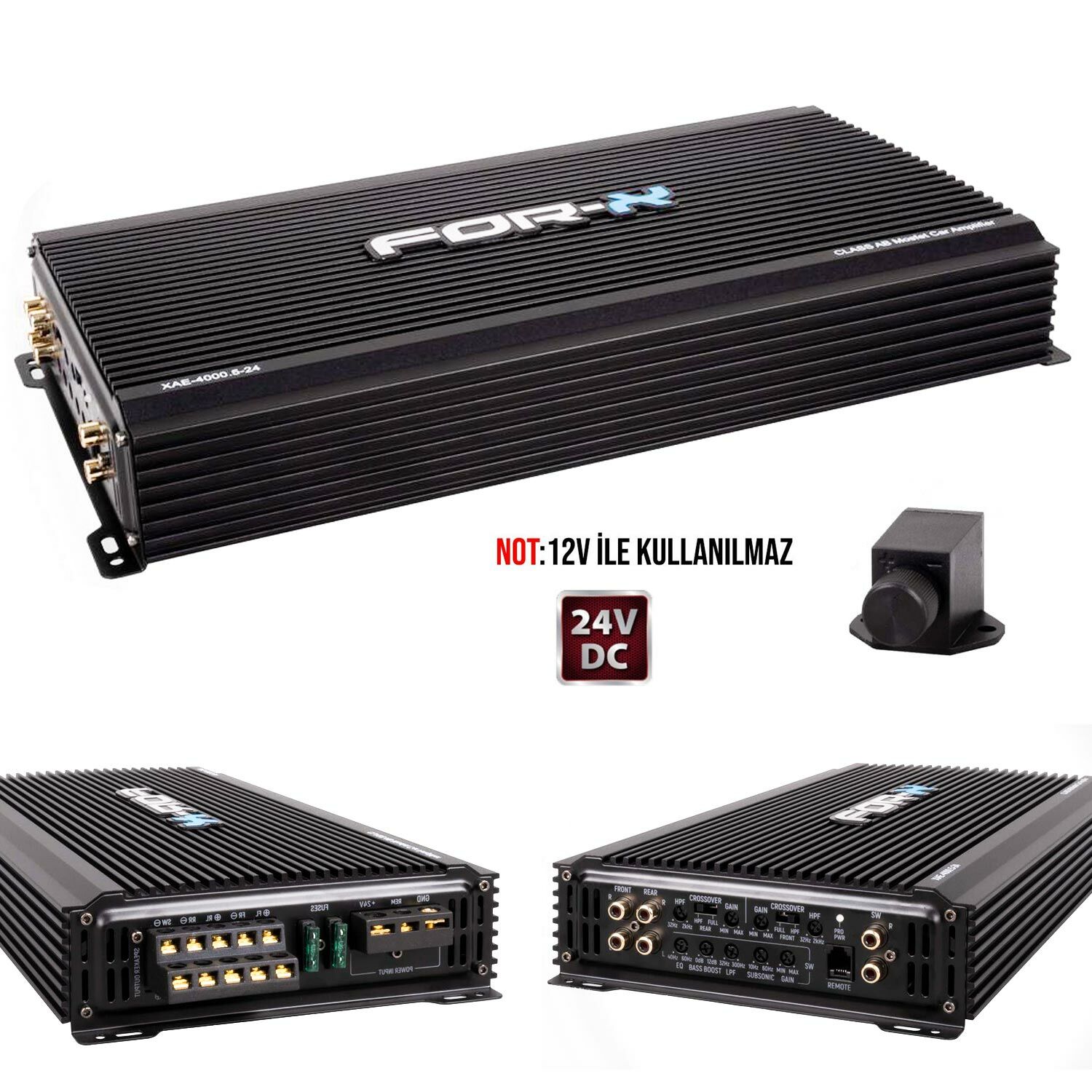 FOR-X XAE-4000.5-24 Oto Amfisi 4000W 5 Kanal 24V Bass Kontrol