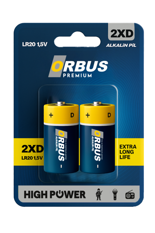 Orbus D Boy (Büyük Boy) LR20 Alkalin Pil - 1.5V