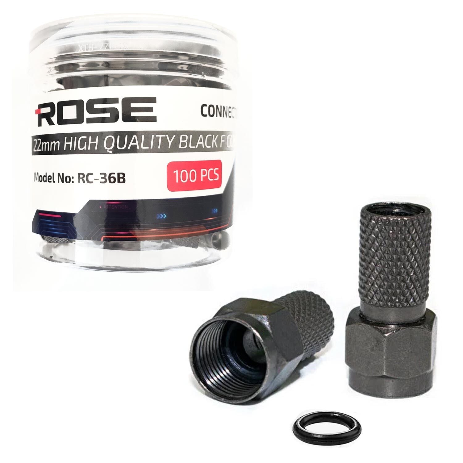 ROSE RC-36B KUTULU 22MM SİYAH F KONNEKTÖR PREMİUM RG6(100 ADET) (D-02)