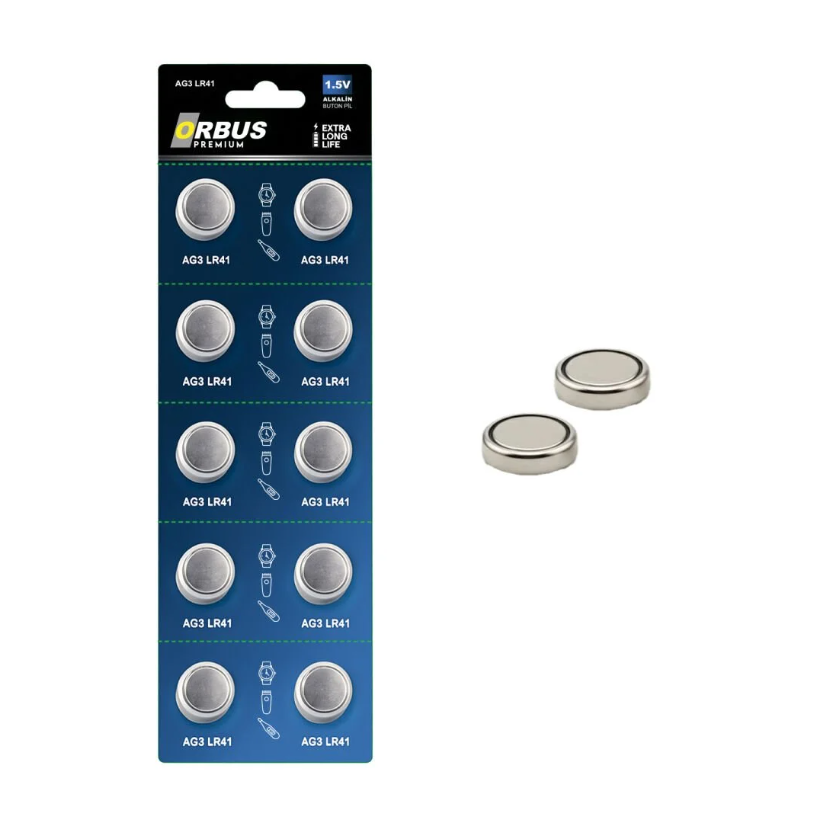 Orbus AG3 LR41 Alkalin Düğme Pil 1.5V - 10 lu Paket