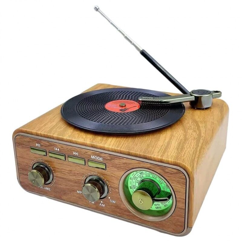 ROSE SP-424 Nostalji Pikap Radyo Bluetooth Speaker Bass Fm Usb Sd