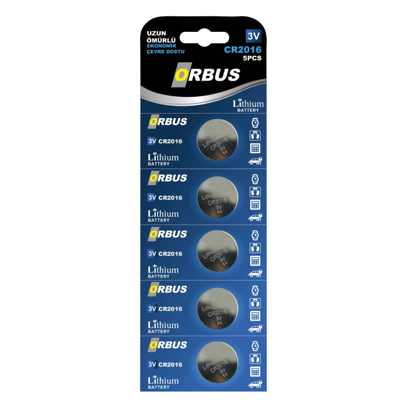 ORBUS CR2016 Lityum Pil - 3V Düğme Pil