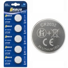 ORBUS CR2032 3 VOLT LİTYUM BUTON PİL (5'Lİ PAKET FİYATI)