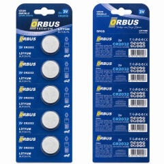 ORBUS CR2032 3 VOLT LİTYUM BUTON PİL (5'Lİ PAKET FİYATI)