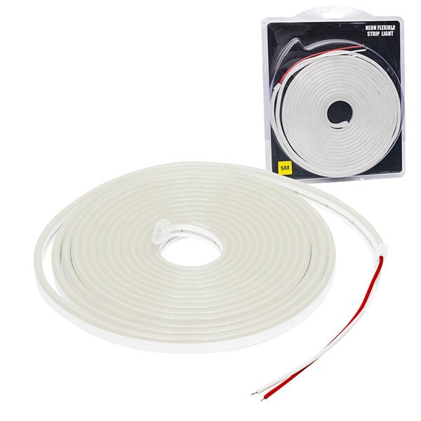 SİLİKON KAPLAMALI 12 VOLT 5 METRE NEON LED BEYAZ ŞERİT AYDINLATMA