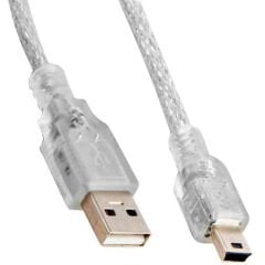 USB 2.0 5 METRE ŞEFFAF USB AM MİNİ 5 PİN KABLO (AVD-108)
