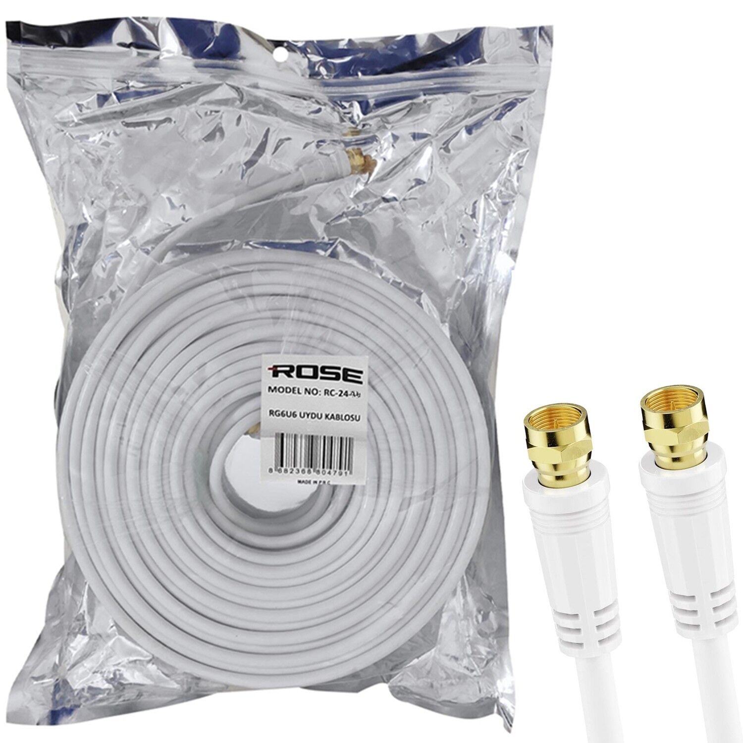 RG6 F Konnektörlü Hazır Kablo 25mt Rose RC-24-25