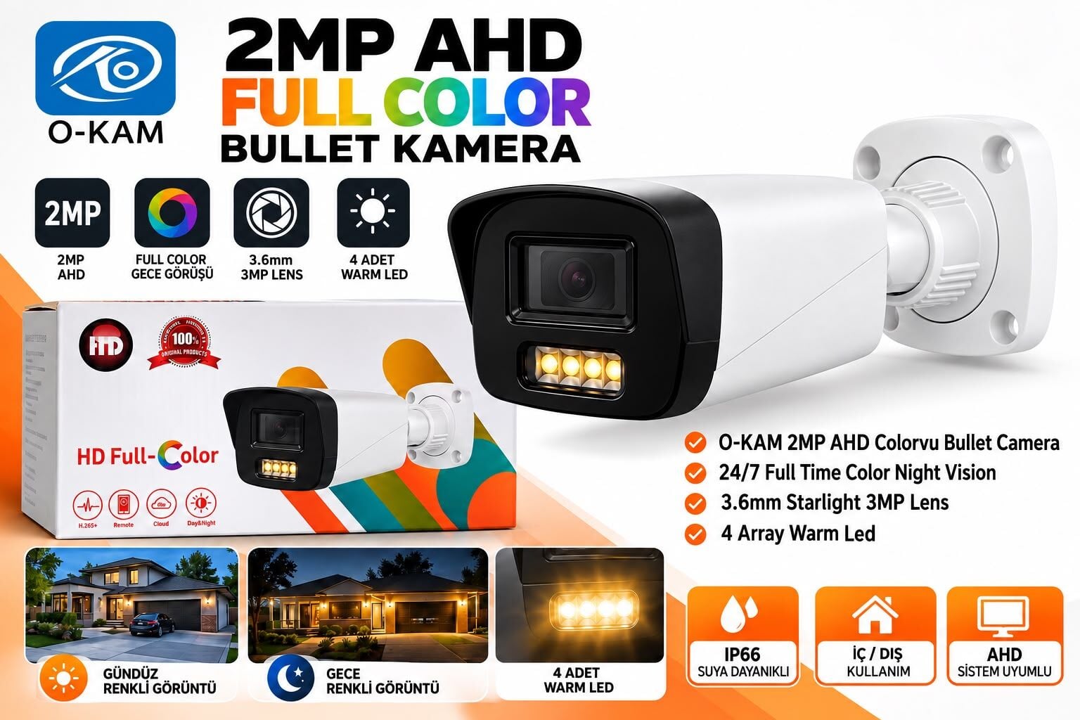 O-KAM 2031 AHD FULL COLOR 2MP BULLET KAMERA