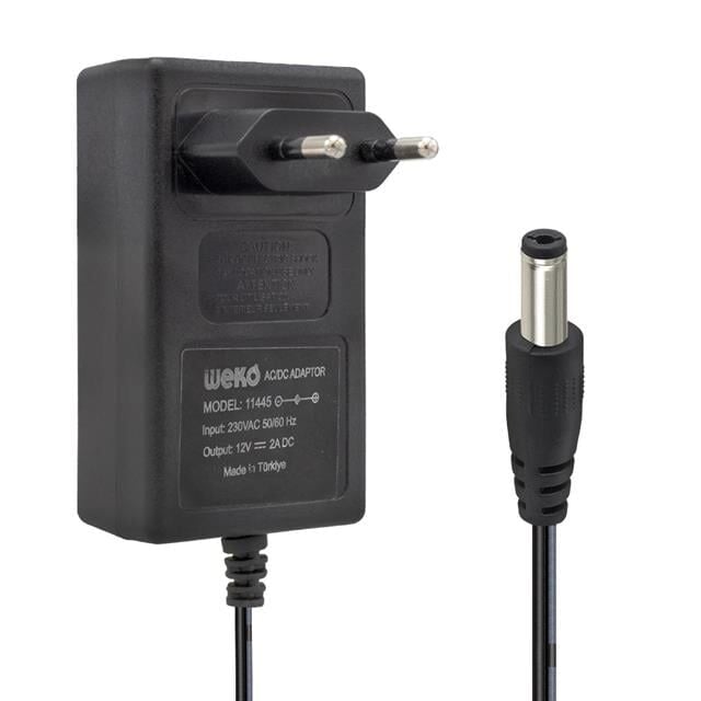 Weko 12 Volt 2 Amper 24 Watt Plastik Kasa Priz Tipi Adaptör (5.5x2.5 Uçlu)
