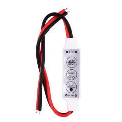 POWERMASTER 4614 MİNİ ÜÇ TUŞLU TEK RENKLİ 12 VOLT - 24 VOLT LED KONTROL CİHAZI ( KIRMIZI- SİYAH KABLO)