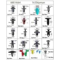 Powermaster PM-26823 Oto Tampon Tutucu Klipsi Plastik Bağlantı Ekipmanları 696'lı Set