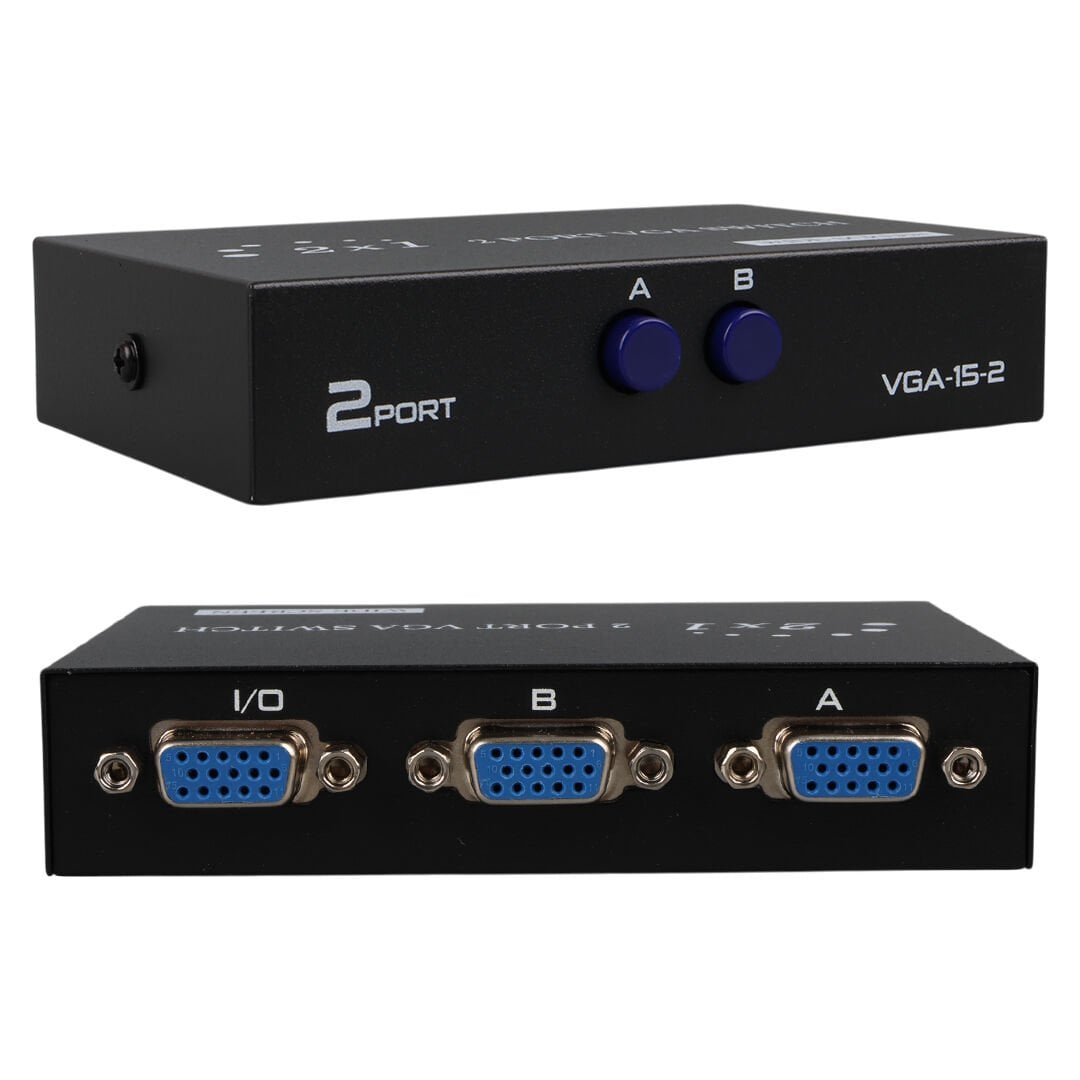 POWERMASTER PM-4263 2 PORT GİRİŞ 1 ÇIKIŞ MANUEL VGA SPLİTTER TOPLAYICI SWİTCH (2 PC 1 EKRAN)