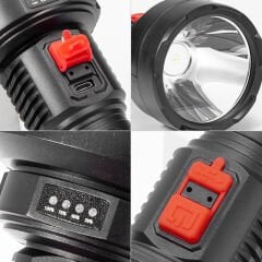 POWERMASTER HY-789 USB'Lİ 3 MODLU ŞARJLI EL FENERİ