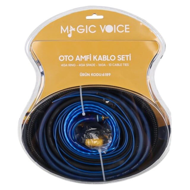 Magicvoice MV-6189 4GA Profesyonel 120A Sigortalı Oto Amfi Güç Bağlantı Montaj Kablo Seti