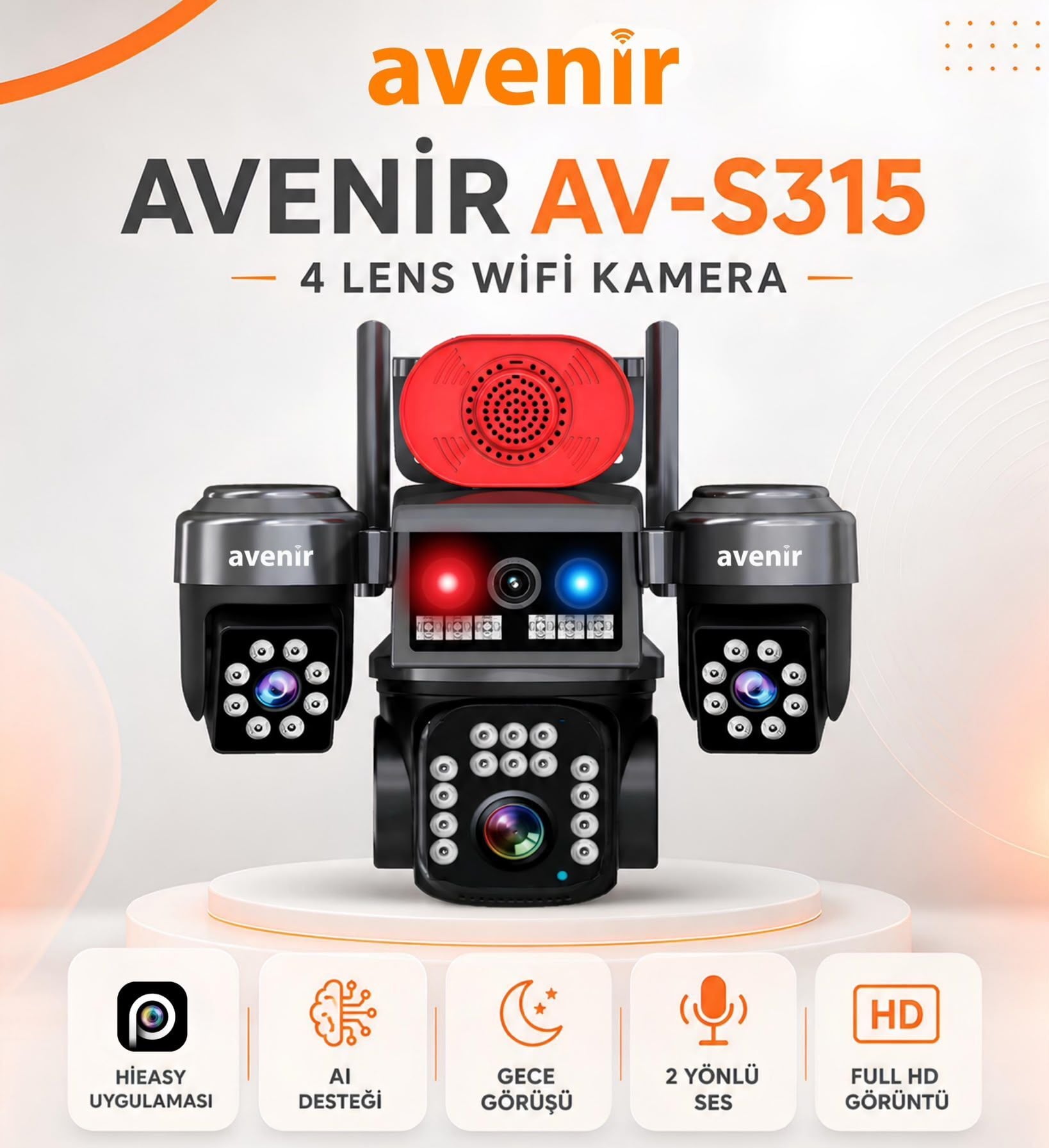Avenir AV-S315 12 MP 4 KAMERALI PTZ WİFİ KAMERA