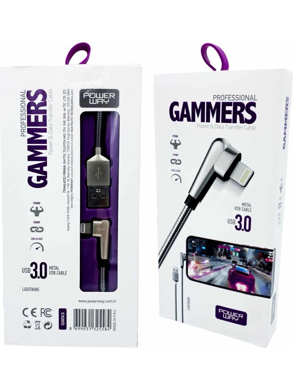 Powerway Gmx3 3.0A (Iphone) Metal Gamer Hızlı Şarj Kablosu (AVD-327)