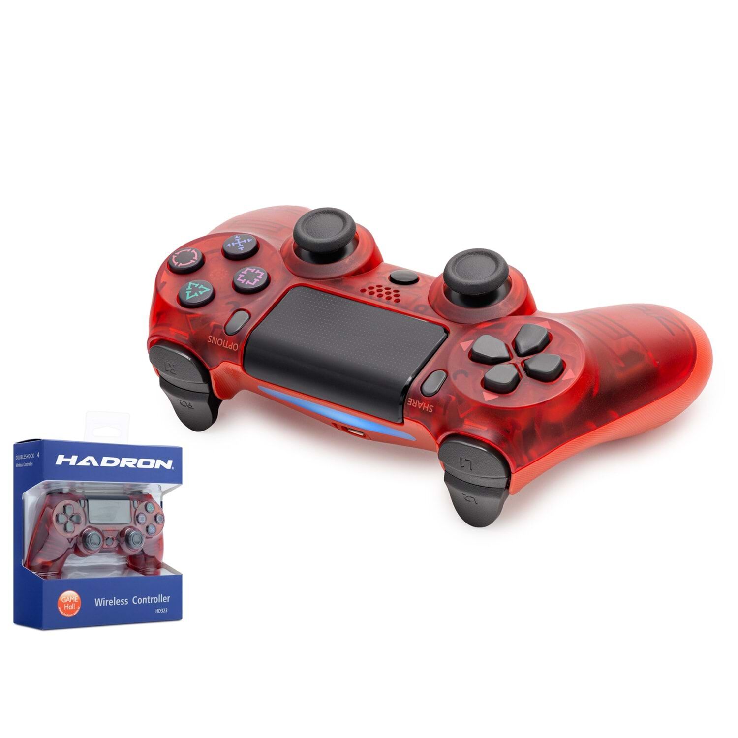 HADRON HD-323E PS4 Uyumlu Kablosuz GamePad Oyun Kolu - Şeffaf Kırmızı