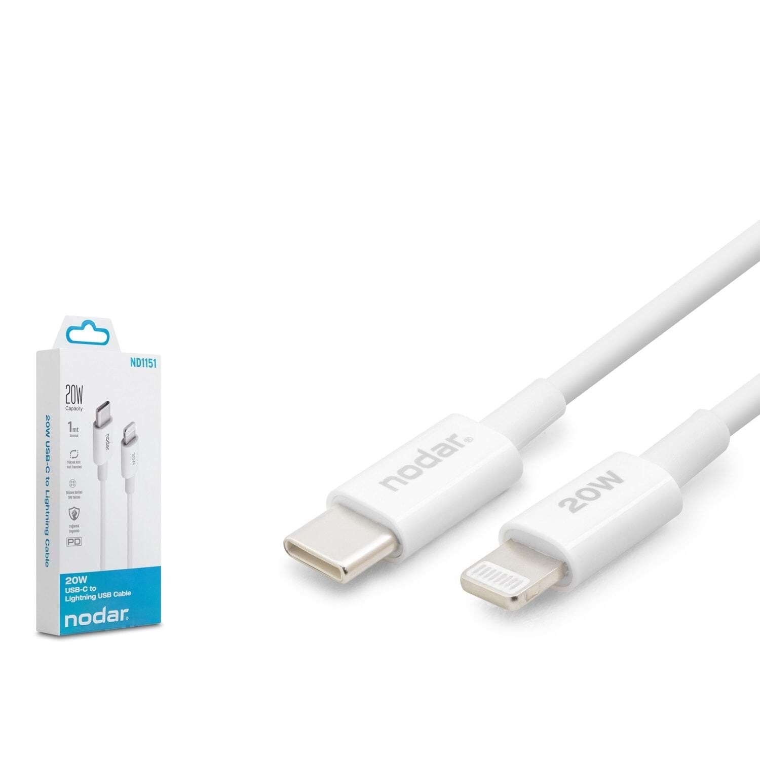 NODAR ND-1151 Type-C Lightning Şarj ve Data Kablosu 20W 1 m - (AVD-294)