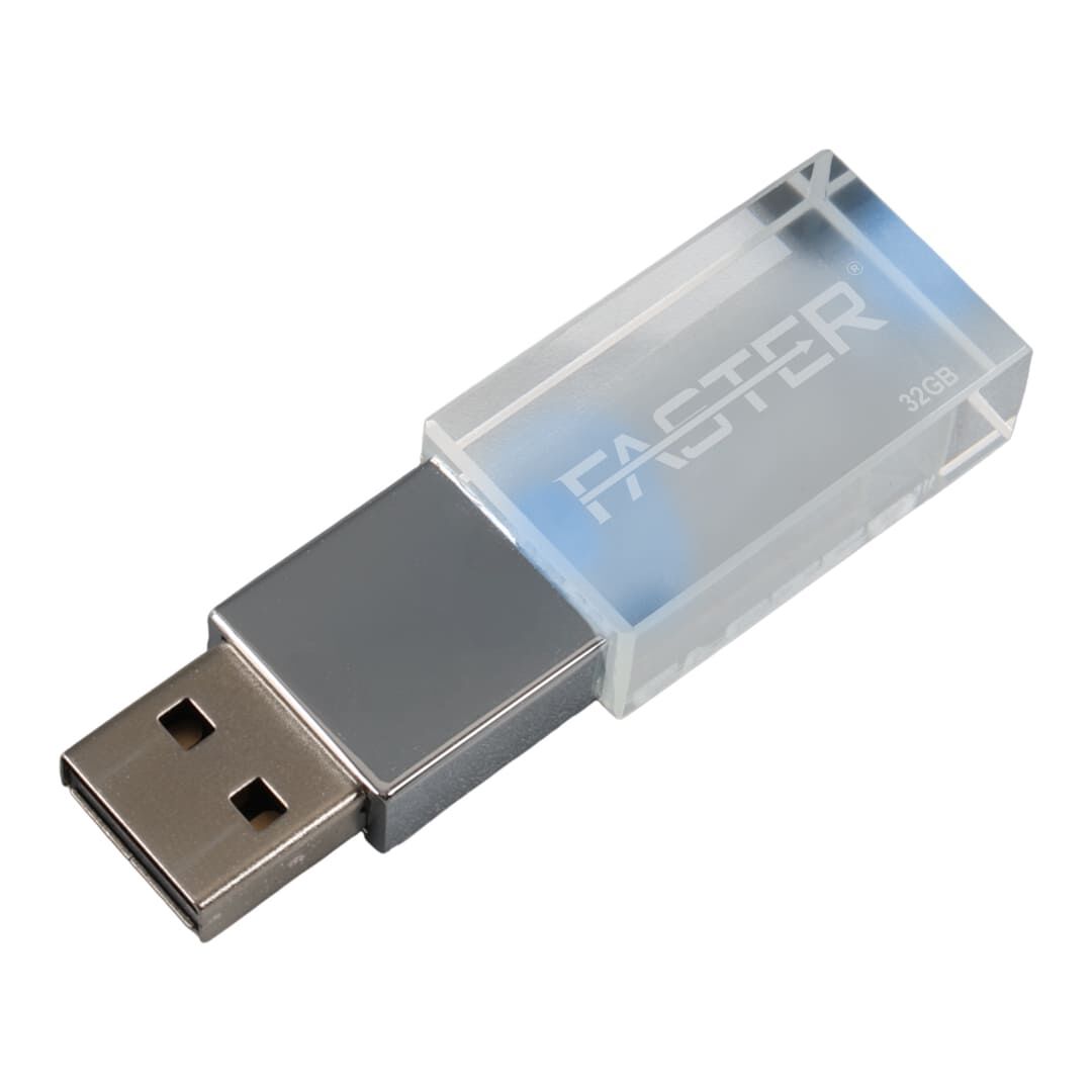 Faster 32 GB Mimi Serisi USB 3.0 Yüksek Hızlı Mavi Işıklı Metal Flash Bellek