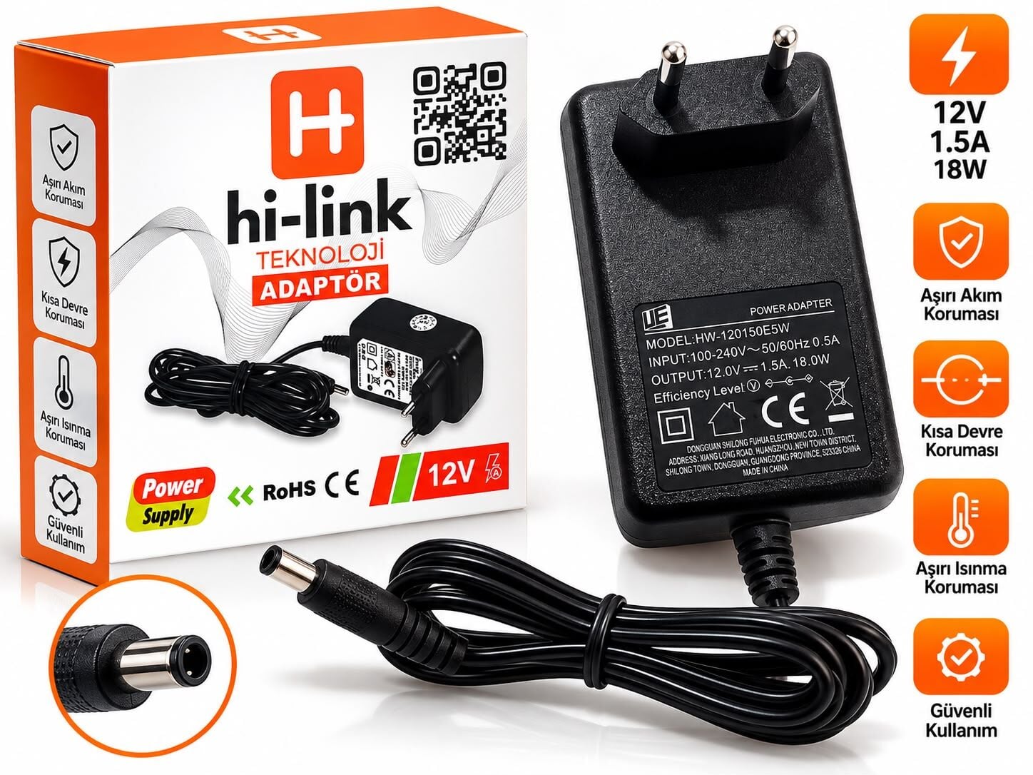 Hİ-LİNK 12Volt 1.5A 5.5*2.5 UÇLU ADAPTÖR