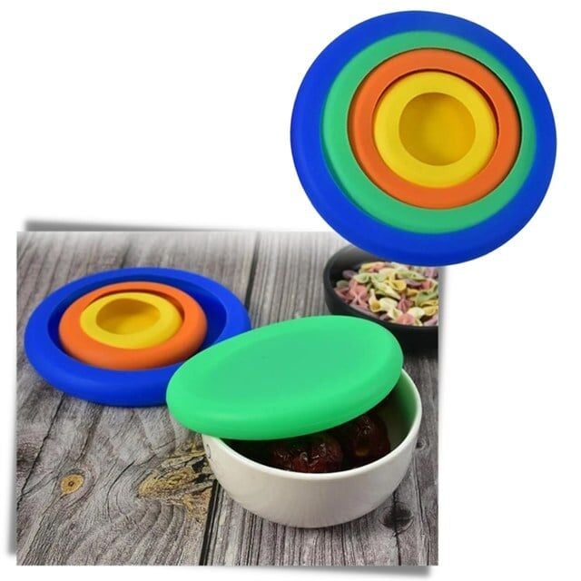 Sunup SN-38932 4'lü Silikon Kapak Seti Farklı Boyutlarda Renkli Esnek Kapak