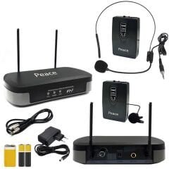 VHF KABLOSUZ MİKROFON 1 HEADSET 1 YAKA PEACE PC-202